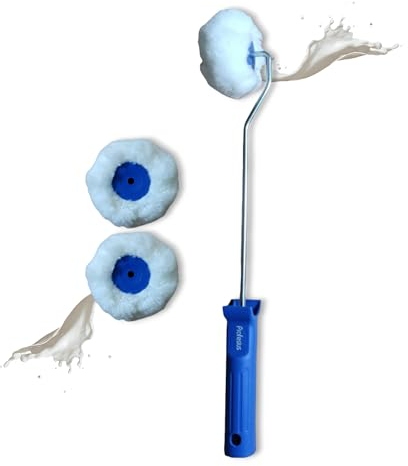 Profi Eckenroller Eckroller Eckwalze + Ersatzrollen Farbroller Maler Farbwalze - Farbauftrag in Ecken, Kanten und engen Räumen…(Bügel + 3 Rollen)