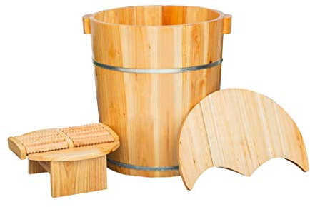 SilteD Eimer für Fußbad, Sauna-Zubehör, Sauna-Eimer, Wassereimer, handgefertigte Fußbadewannen aus Holz, Fußentspannungsfass (Farbe: B) Present