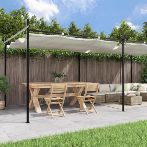 ZEYUAN Pergola avec Toit rétractable crème 589x292x230 cm,Pergola Jardin Exterieur,Tuteur Plante Grimpante Treillis