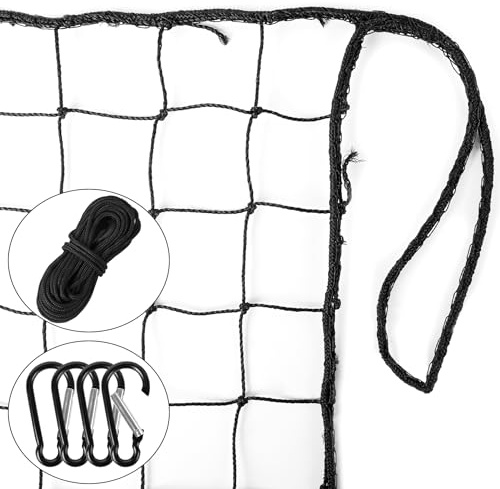 Tottist 10x10Ft Heavy Duty #18 Nylon Baseball Netting - Practice Nets for Softball, Backstop Barrier & Multi-Purpose Training with 33FT Rope, Backyard & Sports Field Use (Key Chains Included)