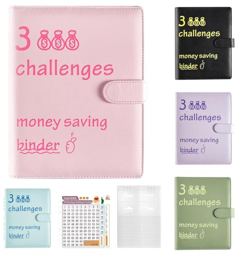 A5 Binder Notizbuch Set - 5 SET PU Leder Binder Geld Organizer Sparen - Finanzplaner Cash Stuffing Haushaltsbuch Mit Geldfacher -Budgetplaner Sparbuch Mit Folien Für Sinking Funds Sparbuch
