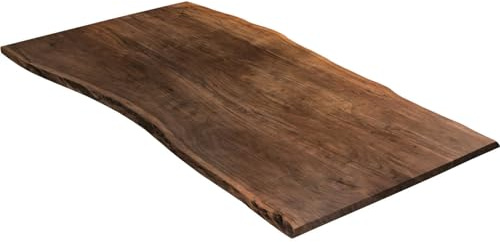SAM Tischplatte 160x85 cm Akazie nussbaum lackiert Baumkante Holzplatte | Baumkanten-Platte massiv, für Heimwerker, Arbeitsplatten, Tische & UVM., Kombinierbar mit unseren Tischgestellen