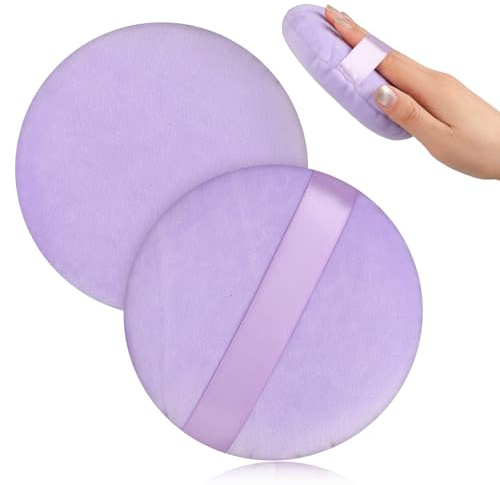 5 Inch Body Blending Puff, 1 Pack Ultra Soft Velour Setting Puffs Large Washable Round Makeup Sponge Applicator for Face Cleaning, Makeup & Loose Bath Powder, Foundation