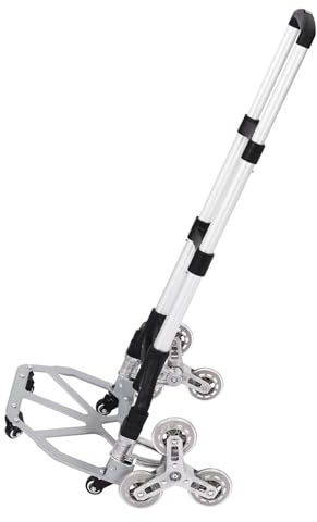 106-6S Aluminium Treppensteiger Handwagen Faltbarer Handwagen äußerst robust extra Langer Griff 106 cm | Vier 360 ° Universalräder | Inklusive Expanderseil
