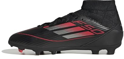 adidas Unisex niños F50 League Mid Football Boots FG/MG Kids, Core Black/Iron Metallic/Lucid Red, 29 EU