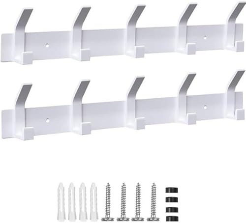 AIVORO Percheros Pared, 2 Piezas Perchero De Pared de Metal, Chaquetas, Bufandas, Abrigos,5 Ganchos (Blanco)