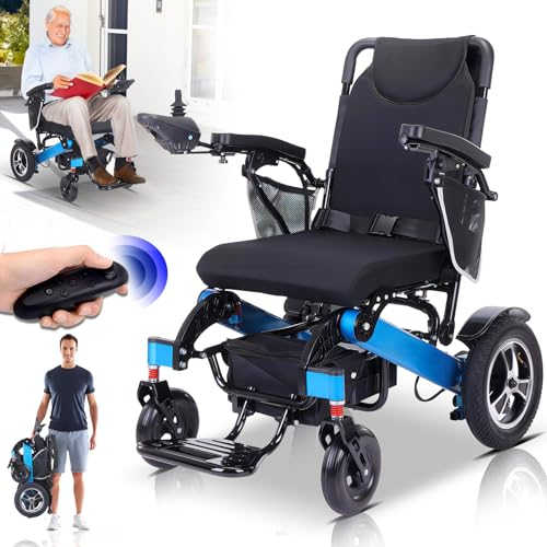 Bueuwe 25 KM lange Ausdauer All Terrain Power Rollstühle, Faltbarer Elektrische Rollstühle,Unterstützung 150 Kg, Reiserollstuhl Elektrisch Rollstühle leicht für Erwachsene und senioren