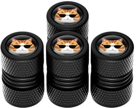 Reifenventilkappen, Luftkappen für Autoreifen | 4 Staubschutzkappen, Katzen-Reifenkappen, Ventilkappe, auslaufsichere Reifenventilkappe, Kappe