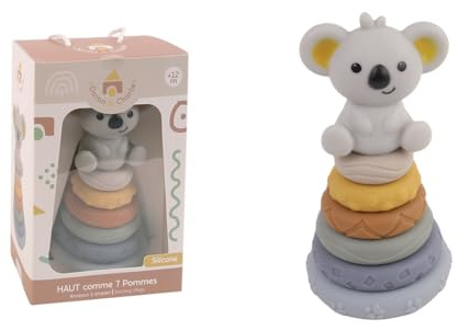 DORON & CHARLIE - Torre Koala - Alto Come 6 Mele - 056343 - Colori Assortiti - Silicone - Impilamento - Giocattolo Per Bambini - Accessorio per Puericultura - Bambino - 1a Età - Da 12 mesi
