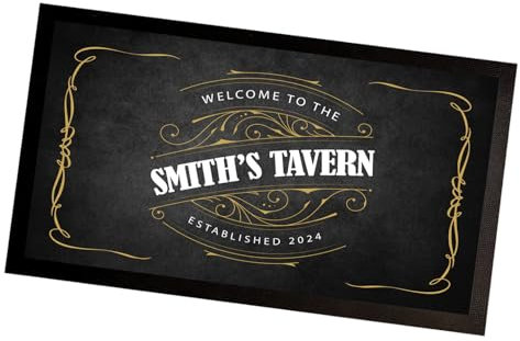 VT104 Tapis de bar personnalisé Gris vintage avec votre nom