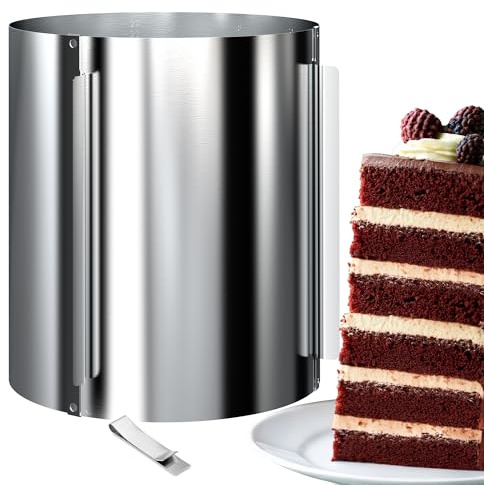 Menz Tortenring verstellbar hoch 30 cm - Edelstahl Kuchenring rund verstellbar Ø 16-30 cm, Stabiler Backring und Backrahmen rund, extra-hohe Tortenform zum Schichten und Dekorieren