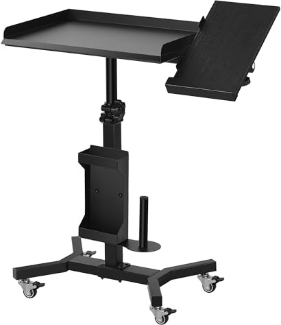 POARMEEY Tattoo Tray Cart on Wheels with Extension Drehbar Tattoo Table Station Versatile Rolling Tool Tray for Artist Studio and Beauty Salon