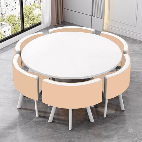 Mid Century 7-teiliges Esszimmer-Set mit Konferenztisch, robuster Rahmen, Sitzplätze für 4 / 6 Personen, ideal für Küche oder Büro
