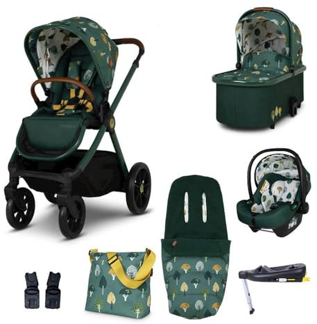 Cosatto Giggle 4 Travel System Everything Bundle | Pram, Pushchair, Carrycot & Tote, Infant Carrier Car Seat & Base | Birth-4 Years, i-Size Group 0 | Compact Fold, Footmuff, Bag, Raincover (Faraway)