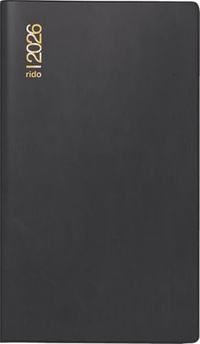 rido/idé Agenda de bolsillo, modelo Miniplaner d 15 2026, A6, plástico, negro