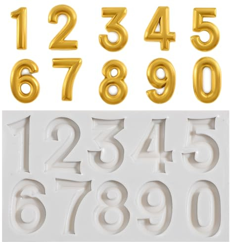Silicone Mold Numbers 0-9 3D Number Shaped Candy Moulds Fondant Chocolate Baking Molds for Baking Desserts and Cake Decoration