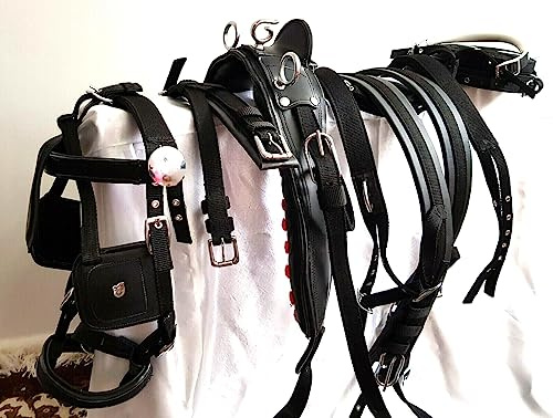 Finimento da tiro in nylon di design per carrozza monoposto, disponibile nelle taglie Pony, Cob e Full 004 (Full Horse)