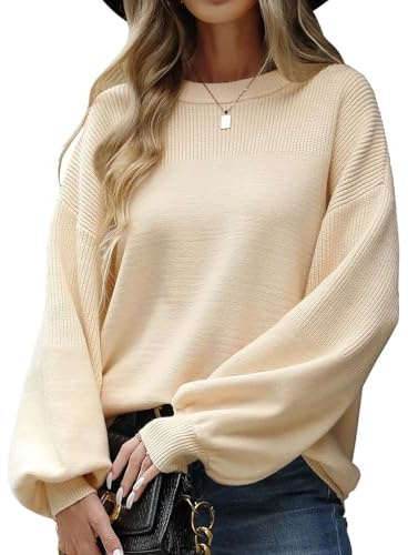 PASUDA Maglione Donna Invernale Maglioni Oversize Maglia Felpa Maniche Lanterna Girocollo Maglioncino Elegante Maniche Lunghe Abbigliamento Autunnale Pullover Casual Lavorato Tops Moda