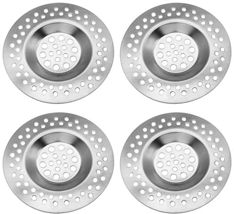 4PCS Plug Hair Catcher - Stainless Steel Sink Drain Strainer - Shower & Kitchen Clog Filter - Reusable Stopper Cover for Bathroom, Laundry, Basin (7.1cm, 6mm)