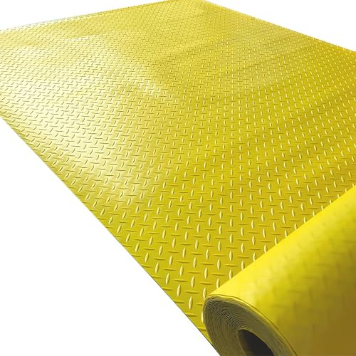 Tapis en Caoutchouc - Rouleau de revêtement de Sol antidérapant pour Garage, adapté à Une Utilisation en extérieur, revêtement de Sol pour abri de Jardin, épaisseur 1,5 mm,Jaune,1.2x15m