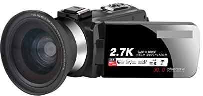 AUBEST Cámara de Video, Camcorder de cámara de Video 2.7K 3 0mp Cámara de Vlogging Digital 3.0 Pulgadas de la grabadora de Pantalla de Flip de 3.0 Pulgadas con micrófono(Standard,Groen)