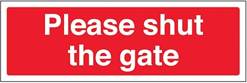 V Safety Please Shut The Gate - Landscape 300 x 100 mm - 2mm Super-Tough Rigid Plastic Safety Sign