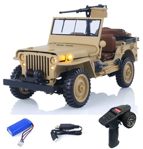 wheelfun 1:14 2,4 GHZ Open-Top RC Militär Auto HG4 58 RC Off Road Vehicle 4WD Combat Modell Spielzeug 2Speed Rauch Batterie Radio