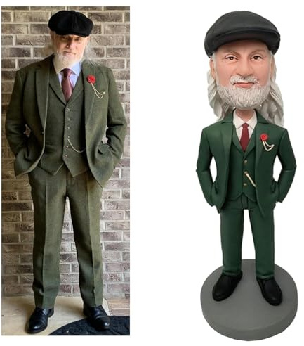 Personalisierte Wackelkopf-Figuren, Maßgeschneiderte Vollsatz Handgefertigte Benutzerdefinierte Weiche Puppe Figur Statue, Vatertags Muttertag Weihnachten Valentinstag Statue Geschenke (B:23cm)