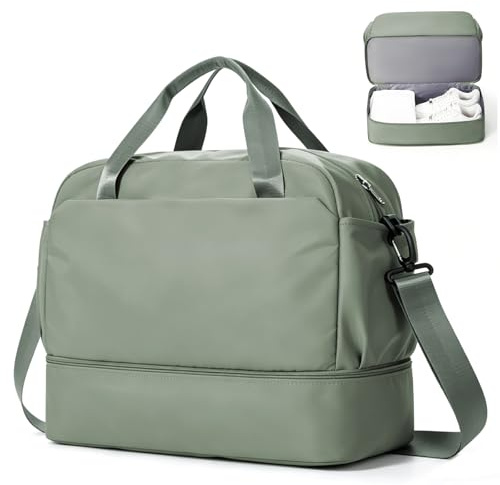Resväska Duffelväska dam 45x36x20 Easyjet Handbagageväska Sportväska Weekendväska Badväska Vattentät resväska Duffelväska Fitnessväska Träningsväska Sjukhusväska med skofack,C03 Grön