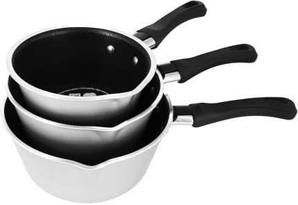 zanetti, Tris di Casseruole Antiaderenti Coniche, Diametri 12 cm, 14 cm, 16 cm, Casseruole con Beccuccio in Alluminio Alimentare, Made in Italy