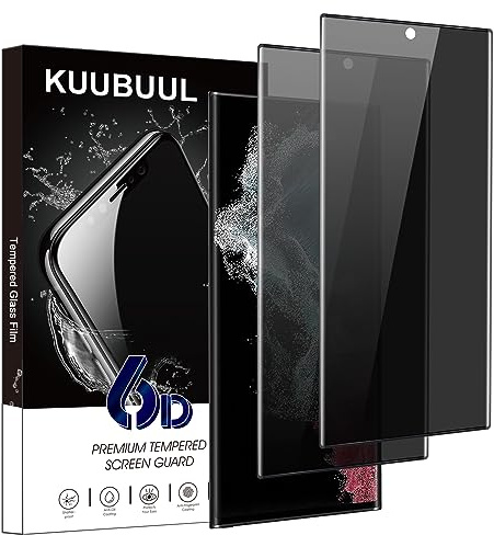 KUUBUUL für Panzerglas Sichtschutz für Samsung Galaxy S22 Ultra, [2 Stück] Privatsphäre Bildschirmschutz Gehärtetes Glas für Samsung S22 Ultra Schutzfolie[Einfache Installation][9H Härte]