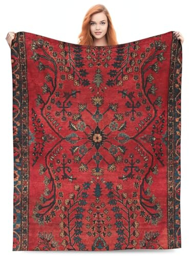 Red Persian Carpet - Persian Vintage Antique Carpet Nature Fine Throw Blanket Blanket Lightweight Cozy Soft Flannel Fleece Blanket for Home Bedding Living Room Traveling Camping 40X50