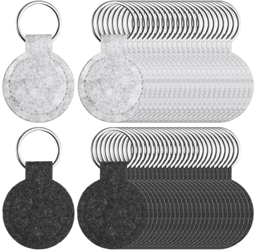 Namalu 50 Filz Schlüsselanhänger 4 cm Runde Schlüsselanhänger für Basteln Filz Schlüsselring Rohling mit Edelstahl Ring für Weihnachten DIY Dekoration Handwerk Valentinstag Neujahr Geschenk