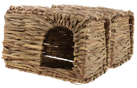 DOITOOL 2stücke Kaninchenbett Meerschweinchenversteck Kleintier-versteckhaus Faltbares Haustierversteck für Meerschweinchen und Kaninchen Platzsparendes Nest Rustikales Grashaus