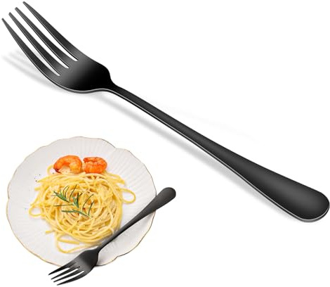 Black Table Forks Set,12 Pieces 8 Inches Stainless Steel Dinner Fork,Mirror Polish Cutlery Forks for Kitchen,Silverware Fork for Restaurant and Hotel