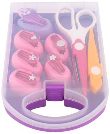 Hamwesh Perforatrici a Foro, Set di Perforatrici Fai da Te Multiplo Facile da Usare con Scatola Portaoggetti e Forbici, Set a Foro per Scrapbooking Fai da Te, Regali per Bambini