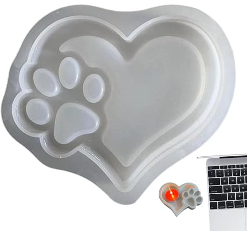 Stampo a forma di zampa – Stampo in silicone per gioielli | Stampo per ciondolo a forma di zampa a forma di cuore, stampo in gesso e resina per portachiavi, accessori fai da te