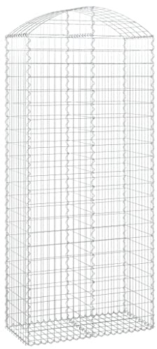 Nqyjm Clôture en Maille de Jardin Panier de Gabions Arqué 100x50x220/240 cm Fer Galvanisé, Mur à Gabion Cages à Pierres pour Terrasse Extérieur Pelouse Décorative