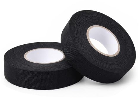 Vexnaro Cinta Aislante de Tela 19 mm x 15 m 2 Rollos, Cinta Adhesiva Automotriz Resistente al Calor y Antiruido,para Arneses de Cables Electricos Coche Hogar y Reparacion,Cinta de Tejido Ignifuga (2)
