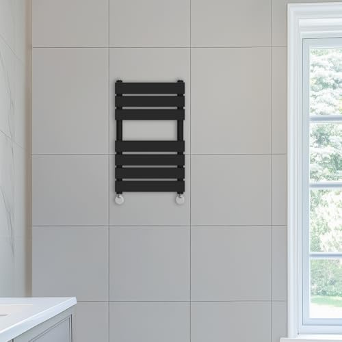 NRG Flat Panel Bathroom Heated Towel Rail Radiator 650 x 400 Black | Central Heating Radiator, Steel, Radiator Towel Rack, Wall Mounted, Modern, for Bathroom, High Output
