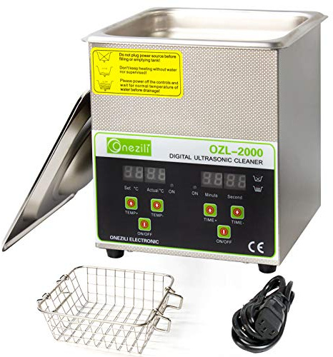 ONEZILI Limpiador ultrasónico de joyas 2L Máquina limpiadora ultrasónica comercial con temporizador calefactor para limpiar anteojos Relojes Maquinillas de afeitar Peines Herramientas Instrumentos