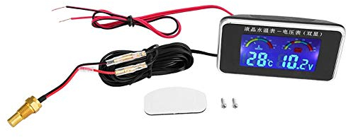 KIMISS Auto Thermometer ometer 2 STÜCKE 12 V/24 V/36 V Auto Lcd-bildschirm Voltmeter + 10mm Wasserthermometer Sensor