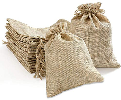 FOGAWA 20pz Bolsas de Arpillera con Cordón Ajustable Bolsitas Saco de Yute Bolsas de Joyería para Bodas Comuniones Navidad Reuniones Artesanía de Bricolaje Pequeños Artículos