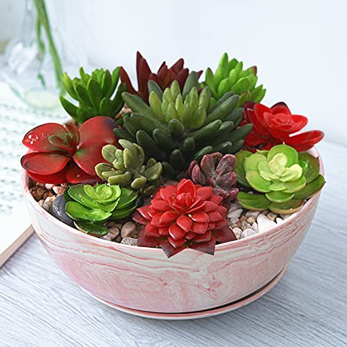 G EPGardening Großer Keramik-Blumentopf mit Marmor-Muster, für Sukkulenten, mit Ablaufloch