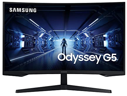Samsung Monitor Gaming Odyssey G5 (C32G53), Curvo (1000R), 32, 2560x1440 (WQHD 2K), HDR10, VA, 144 Hz, 1 ms, FreeSync Premium, HDMI, Display port, Ingresso Audio, Eye Saver Mode, Flicker Free