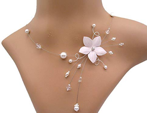 Bijoux mariage collier mariée fleur et perles Etoile