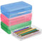 BELLE VOUS Organizador Lapices de Plástico (Pack de 4) 20 x 11,5 x 5,5 cm - Cajas de Plastico Apilables de Colores Variados - Cajas Organizadoras para Pinceles, Suministros Escolares, Oficina
