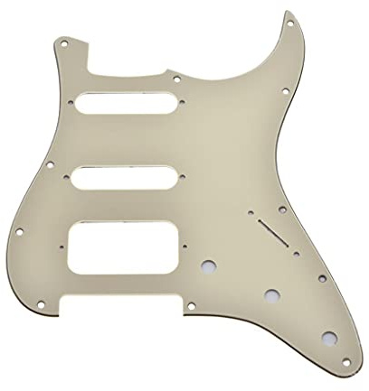Dopro - Battipenna per chitarra Strat HSS a 11 fori, con montaggio a 2 viti per humbucking, adatto per Fender Stratocaster americana, 3 strati, colore crema