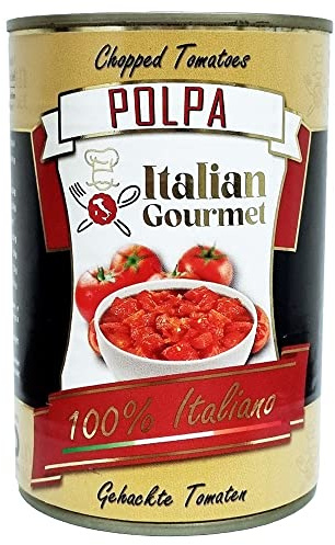 Italian Gourmet Polpa di pomodoro tomates finamente picados 24 x 400g Italia | Salsa Pronta - Base afrutada versátil para pizza, pasta y mediterráneo, peso neto total 9,6 kg + Polpa 400 g