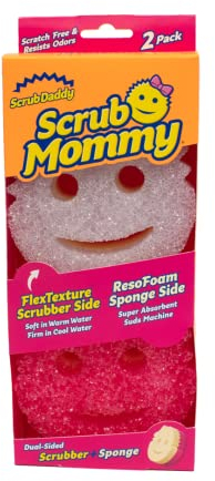 Scrub Daddy Scrub Mommy Cleaning Sponges - Dual Sided Non Scratch Sponge Scourers, Smiley Kitchen Sponges for Dishwashing & Bathroom, FlexTexture Dish Scrubber Sponge, Assorted Twin Pack